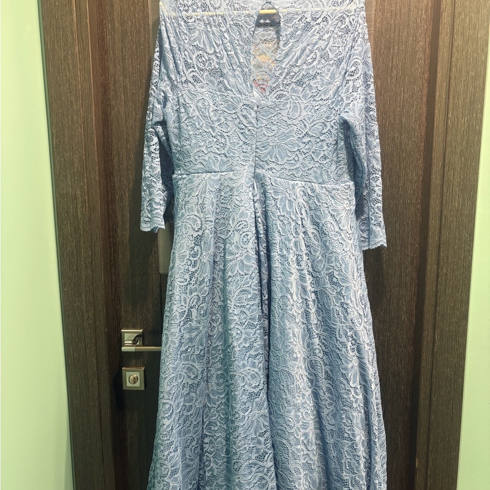 Torrid Light Blue Lace Long Sleeve Dress - Picture 2 of 4
